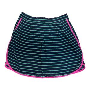 Nanette Lepore Striped 100% Silk Mini Skirt~Size 2~Navy/Green/Hot Pink L11 25